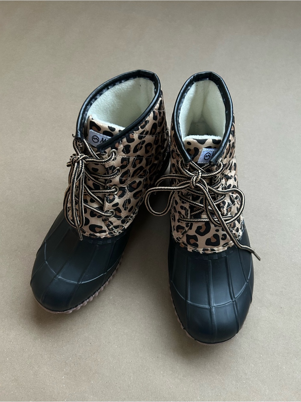 Leopard duck boots